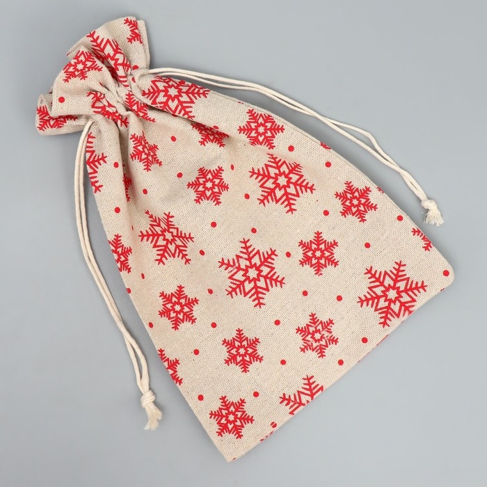 Мешочек подарочный холща «Дарю от всей души», снежинки, холща,16 х 24 см +/- 1.5 см, Новый год Мешочек подарочный холща «Дарю от всей души», снежинки, холща,16 х 24 см +/- 1.5 см, Новый год