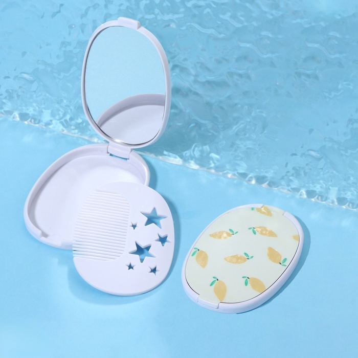 Зеркало складное «Лимон», с расчёской, 6,5 × 9,5 см Зеркало складное «Лимон», с расчёской, 6,5 × 9,5 см