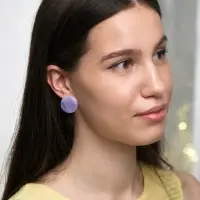Серьги пластик &laquo;Леденец&raquo;, d=2 см, с разводами белыми, фиолетовые