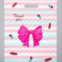 Пакет полиэтиленовый с вырубной ручкой "Розовый бант" 30 х 40 см 60 мкм