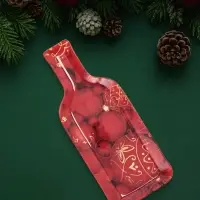 Блюдо сервировочное новогоднее Доляна &laquo;Ёлочные украшения&raquo;, 25.5&times;10.2&times;1.5 см, в форме бутылки, стекло, красное
