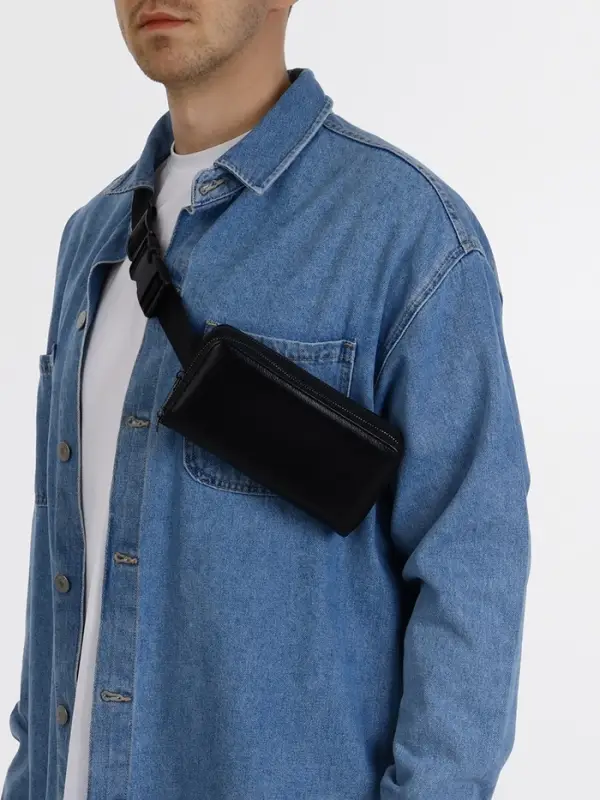 Сумка мужская на плечо TEXTURA, портмоне - клатч, чёрная