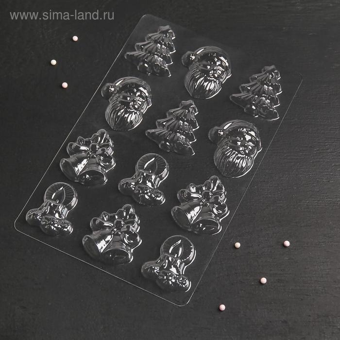 Форма для шоколада новогодняя «Рождество», 12 ячеек, 15×8 см, цвет прозрачный Форма для шоколада новогодняя «Рождество», 12 ячеек, 15×8 см, цвет прозрачный