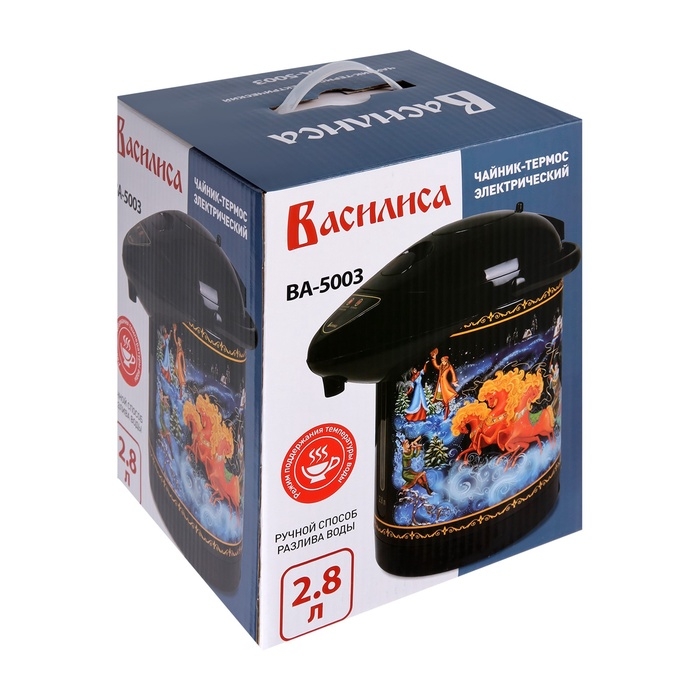 Термопот  Термопот "ВАСИЛИСА" ВА-5003, 2.8 л, 750 Вт, чёрный с рисунком