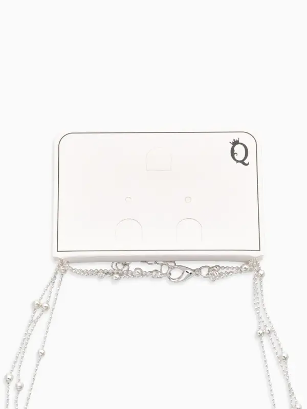 Колье 3 ярусы "Легкий стиль" квадрат, цвет серый в серебре