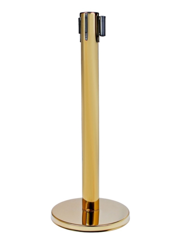 Стойка ограждения зол с вытяжной лентой-470см КРАСНАЯ,высота-90см,d- 8см,напольный d-35см