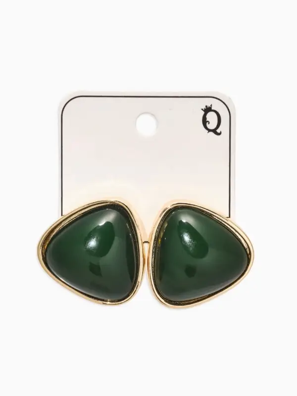 Серьги акрил &laquo;Стиль&raquo;, треугольник, цвет изумрудный прозрачный в золоте