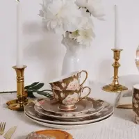 Чайная пара WY Pink O'hara, фарфор, 220 мл, бежевая