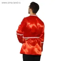 Русская мужская рубаха с кокеткой, цвет красный, р-р 56-58, рост 182 см