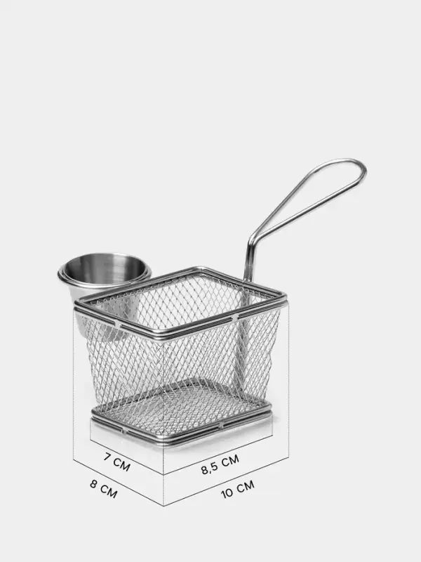Корзинка для картофеля фри Доляна &laquo;Лонгфилд&raquo;, с соусником d=5 см, серебристая