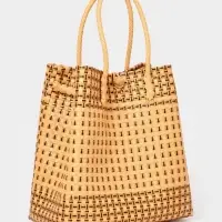 Сумка плетёная, 40&times;20&times;55 см, пластик, бежевая