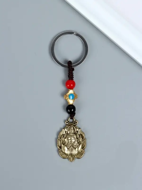 Брелок металл нэцке "Хотей в лотосе" 5 монет набор 2 шт h=7,5 см