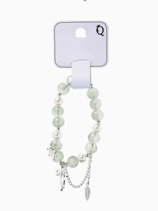 Браслет с подвесками &laquo;Сахарный. Перо и бант&raquo;, d=6 см, шар №10/8, серый в серебре