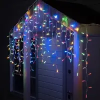 Гирлянда &laquo;Бахрома&raquo; 3&times;0.9 м, IP65, УМС, белая нить каучук, 144 LED, свечение мульти, 220 В