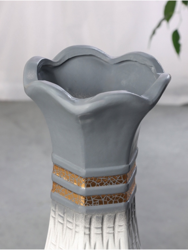 Ваза керамика напольная Ваза керамика напольная "Иниго" геометрия, 59х16 см, бело-серый