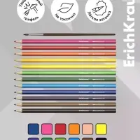 Карандаши акварельные 12 цветов ErichKrause Jolly Friends, дерево, шестигранные с кисточкой, европодвес