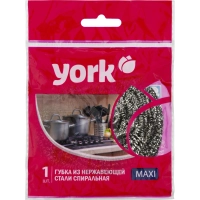 Губка-мочалка для мытья посуды YORK Макси спиральная стальная