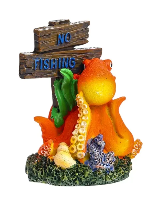 Декор для аквариума &laquo;Нет рыбалке - осьминог&raquo;, 10 см