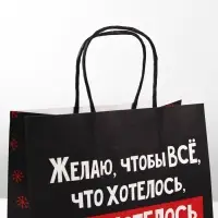 Пакет подарочный новогодний &laquo;Чтобы всё хотелось&raquo;, 22&times;22&times;11 см