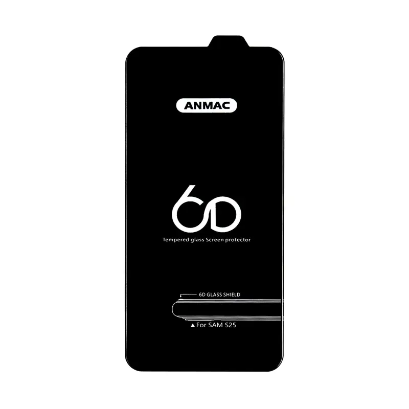 Защитное стекло для Samsung S25 Anmac 6D Black без упаковки Арт. 1137545 (10 шт./уп.)