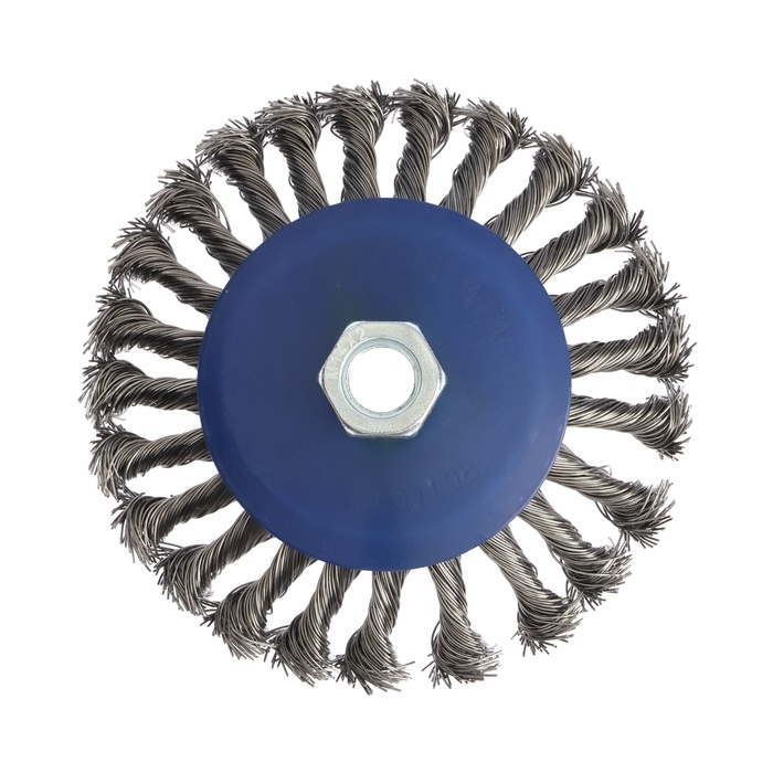 Щетка металлическая для УШМ ТУНДРА, крученая проволока,  Щетка металлическая для УШМ ТУНДРА, крученая проволока, "тарелка", М14, 125 мм