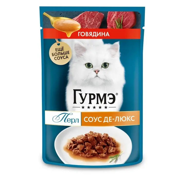 Влажный корм Gourme Perle для кошек, говядина, соус, 75 г Влажный корм Gourme Perle для кошек, говядина, соус, 75 г