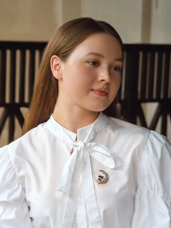 Брошь &laquo;Сова на месяце&raquo;, чёрный, белая в золоте