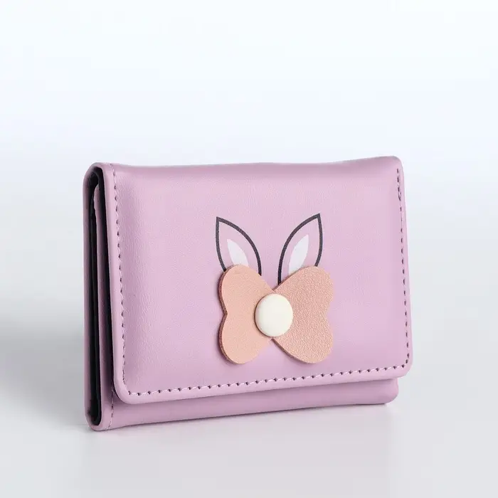 Кошелёк &laquo;Цветочек&raquo;, маленький, для девочки, на кнопке, сиреневый