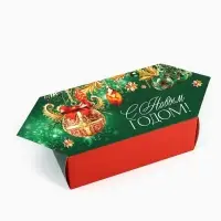 Коробка - конфета подарочная новогодняя складная «Новогодние шары», 14 х 22 х 8 см