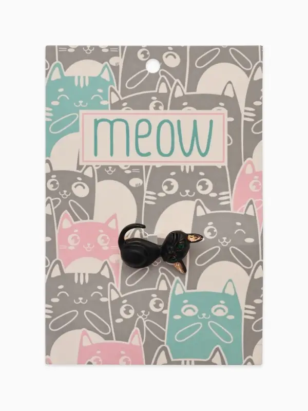 Брошь &laquo;Котёнок&raquo;, чёрная, глянцевая в золоте