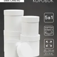 Набор шляпных подарочных коробок 5 в 1 &laquo;Белизна&raquo;,20&times;19.5 ‒11&times;11 см