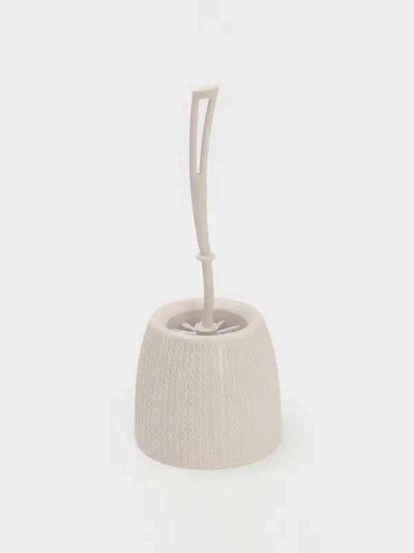 Ёршик для унитаза &laquo;Вязаное плетение&raquo;, 15&times;15&times;37 см, с подставкой, бежевый