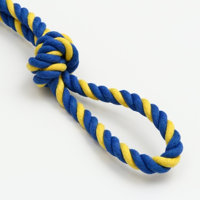 Игрушка-дразнилка канатная для собак, двойная, до 50 см, до 140 г, синяя/жёлтая Игрушка-дразнилка канатная для собак, двойная, до 50 см, до 140 г, синяя/жёлтая