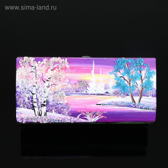 Ларец Ларец "Зима" 15х7х5,5 см, каменная крошка, змеевик