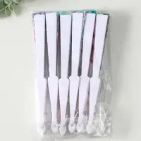 Веер пластик, текстиль "Цветы и узоры" МИКС широкие лопасти, золото 23 см