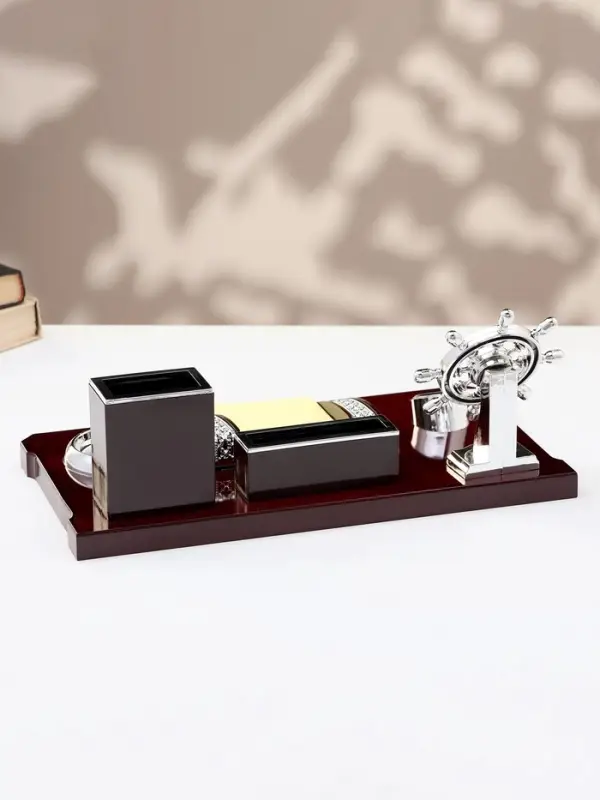 Набор настольный 6 в1 с визитницей, красное дерево