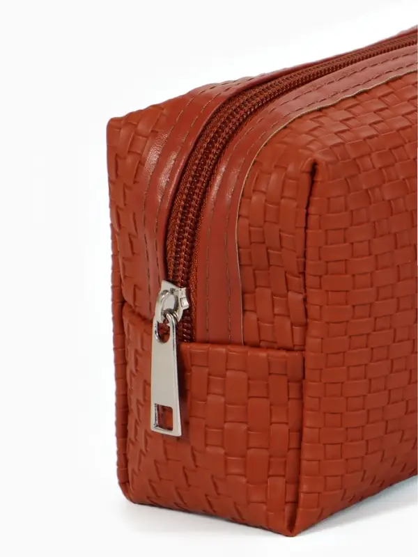 Косметичка дор Плетенка, 16*5*10, отдел на молнии, коричневый