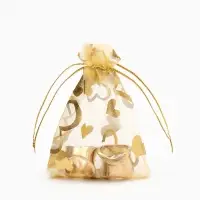 Набор мешочков подарочных 100шт. "Сердечки", 7*9 см, цвет золотой (1195304) Набор мешочков подарочных 100шт. "Сердечки", 7*9 см, цвет золотой (1195304)