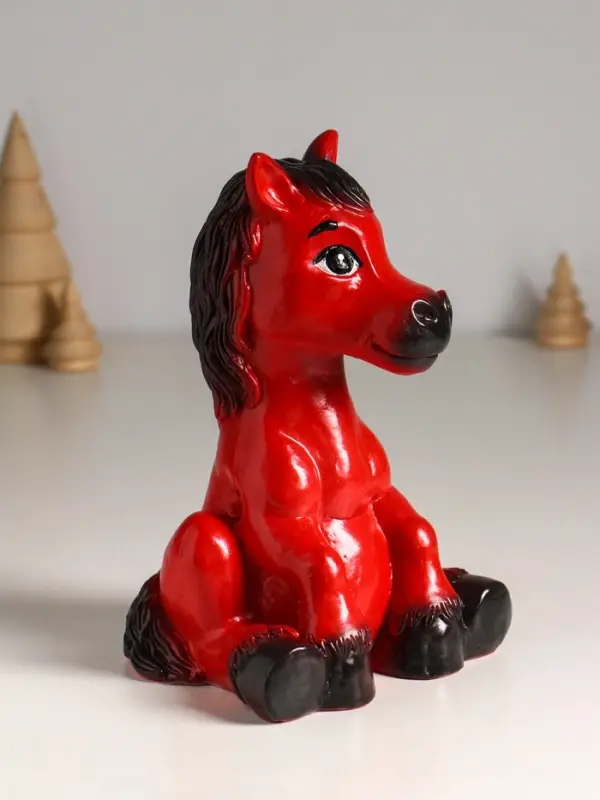 Копилка "Огненный конь" 20 см, красный