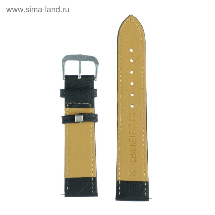 Ремешок для часов Ремешок для часов "Соломон", 20 мм, натуральная кожа, l-20 см, черный с тиснением