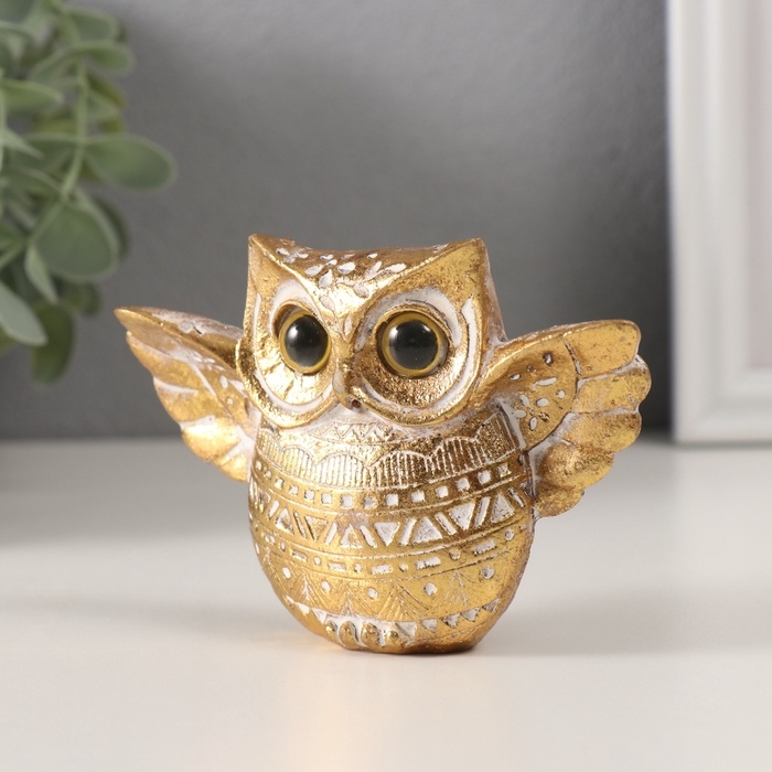 Сувенир полистоун Сувенир полистоун "Золотой филин с расправленными крыльями" геометрич. узоры 11,5х3,2х7,8 см 10323