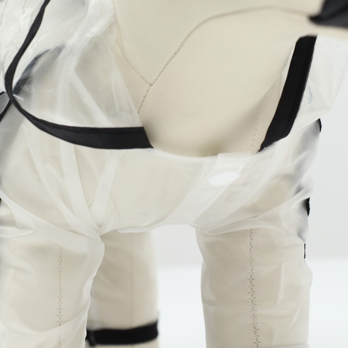 Дождевик-комбинезон для собак, р-р 4ХL (ДС 50, ОГ 76,5, ОШ 56 см, вес 26-40 кг), прозрачный