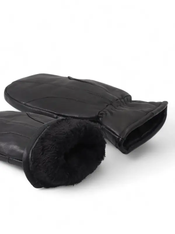 Перчатки мужские, утеплит иск мех, цв.черный р-р 11,5 см