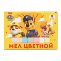 Мелки цветные школьные, набор 9 шт. «Щенячий патруль», прямоугольные