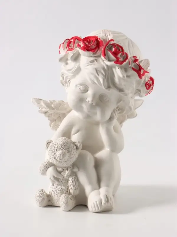 Фигурка гипс &laquo;Ангел с мишкой большой&raquo;, 13&times;8&times;7 см, перламутр