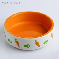 Миска керамическая с морковками 100 мл  8,8 х 8,8 х 3 см, белая/оранжевая
