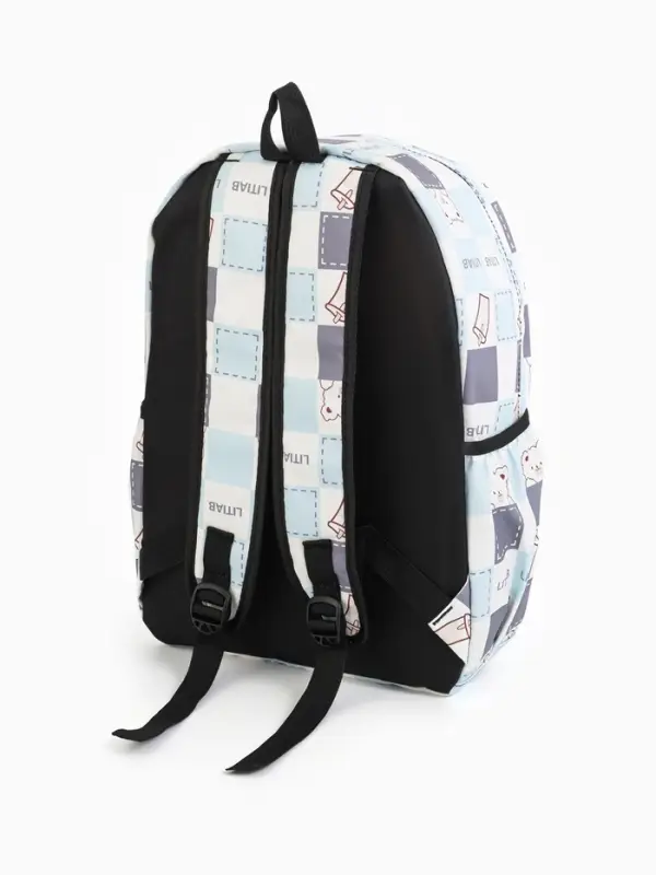 Рюкзак школьный на молнии, с карманами, с рисунком, размер 30&times;13&times;42 см, с принтом, молочный