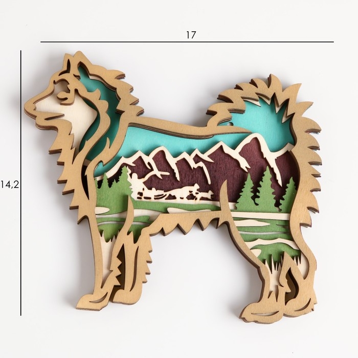 Панно интерьерное дерево  Панно интерьерное дерево "Лайка. Горы и леса" 17х14,2 см