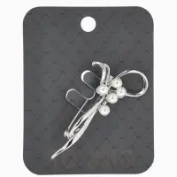 Брошь &laquo;Бантик&raquo;, жемчуг, цвет белый в серебре