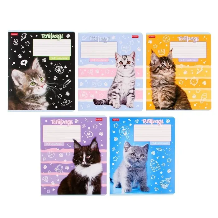 Тетрадь 24 листов в линейку &laquo;Ушки на макушке&raquo;, обложка мелованный картон, МИКС